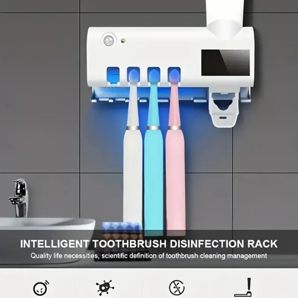 Distributeur automatique de dentifrice avec porte-brosses mural – Image 3