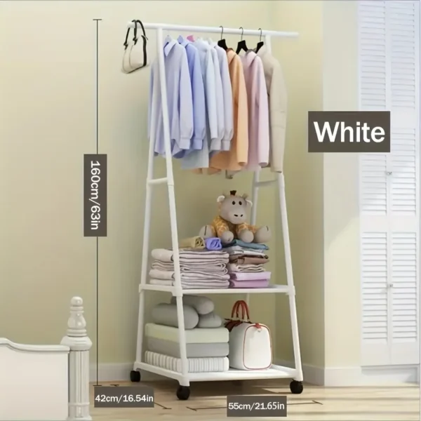 Porte-vêtements à roulettes compact – Rangement mobile chambre & entrée – Image 3
