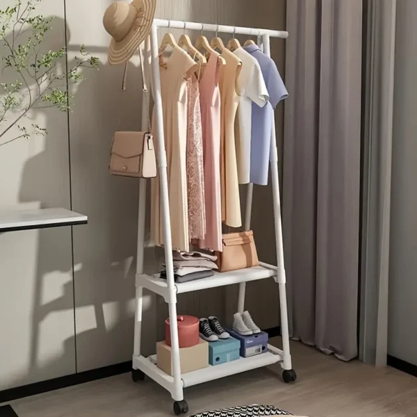 Porte-vêtements à roulettes compact – Rangement mobile chambre & entrée