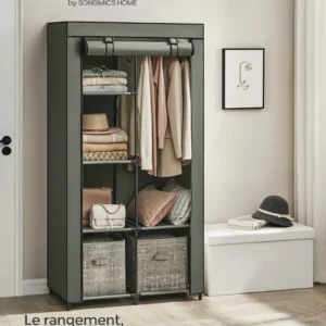Penderie SONGMICS avec Tringle et 6 Niveaux – Tissu & Métal, 168 cm