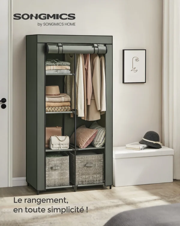 Penderie SONGMICS avec Tringle et 6 Niveaux – Tissu & Métal, 168 cm