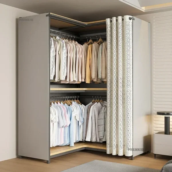 Armoire d’angle en métal moderne et robuste pour chambre à coucher – Image 3