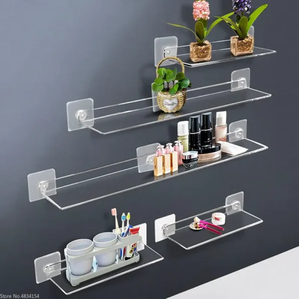 Étagère murale transparente en acrylique – Rangement déco 20 à 50 cm