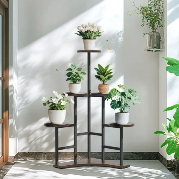 Étagère plante d’angle 5 niveaux – Support déco pour salon ou balcon – Image 2