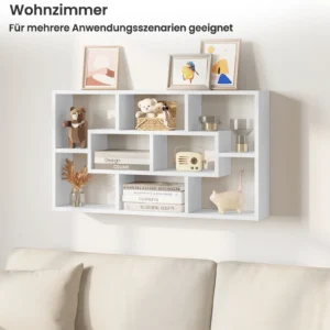 Étagère murale blanche 85x48cm – Flottante, plantes & rangement