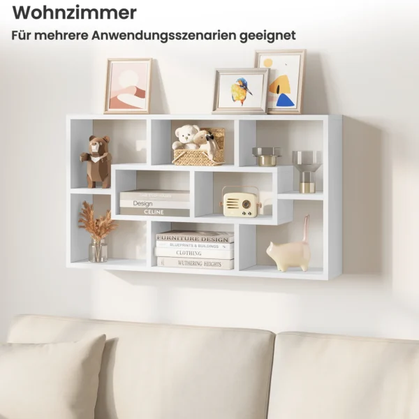 Étagère murale blanche 85x48cm – Flottante, plantes & rangement