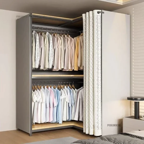Armoire d’angle en métal moderne et robuste pour chambre à coucher – Image 5