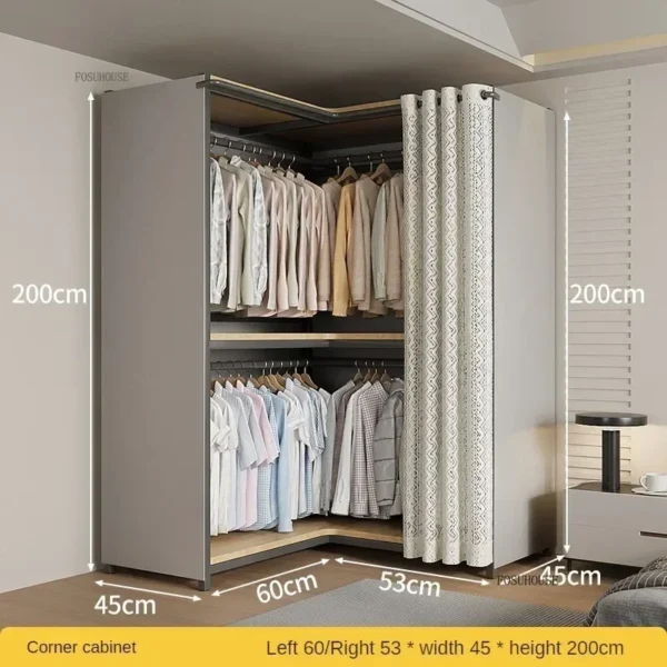 Armoire d’angle en métal moderne et robuste pour chambre à coucher – Image 6