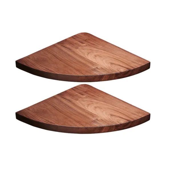 Étagère d'angle murale en bois de noyer pour salle de bain – Rangement chic – Image 6