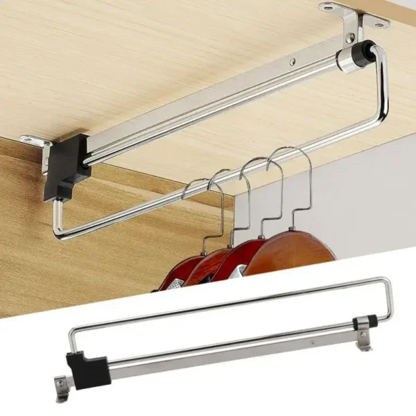Garde-robe télescopique extensible noire avec rail à cintres – Image 5